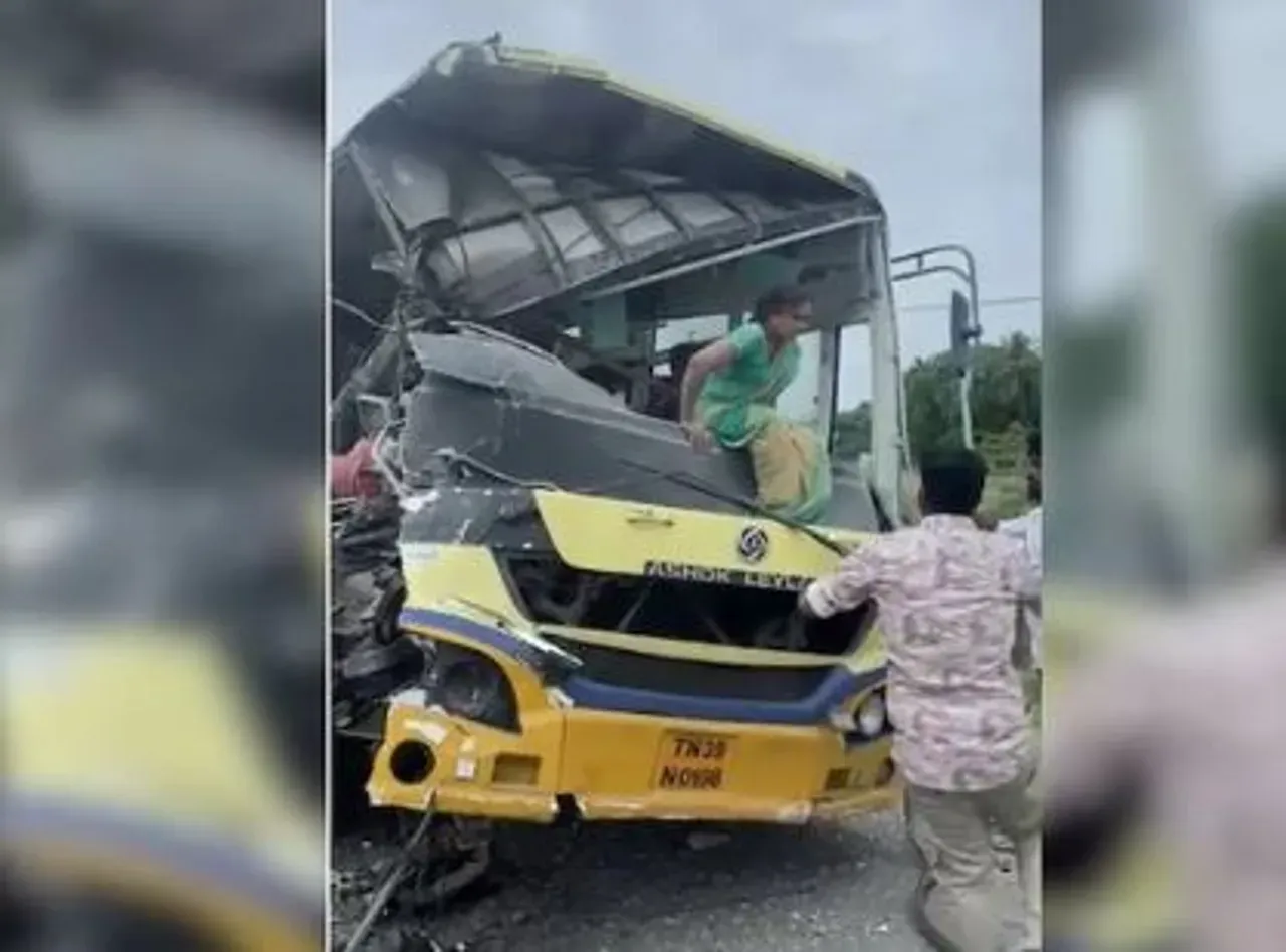 Head-on collision between 2 buses leaves 7 dead, 40 injured in Tamil Nadu