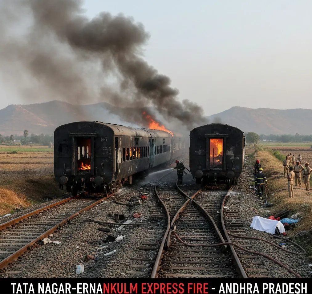 Fire Breaks Out in Two AC Coaches of Tata Nagar–Ernakulam Express in Andhra Pradesh; One Dead