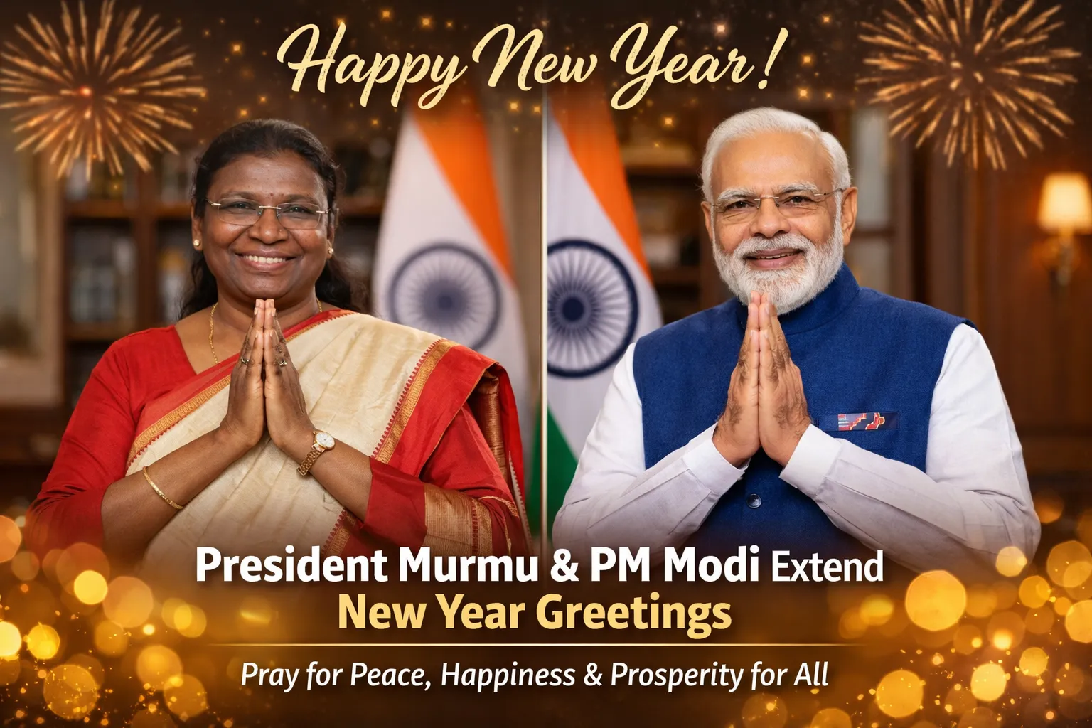 President Murmu and Prime Minister Modi Extend New Year Wishes, Call for Peace and Happiness