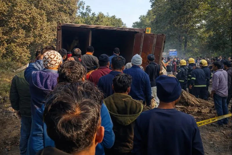 Cattle-Laden Container Overturns in Angul; Driver and Helper Trapped, 35 Cattle Dead