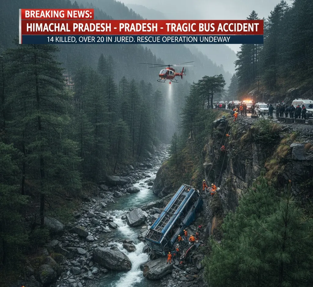 Himachal Pradesh bus accident: 14 dead, 20+ injured as vehicle plunges into 500-foot gorge