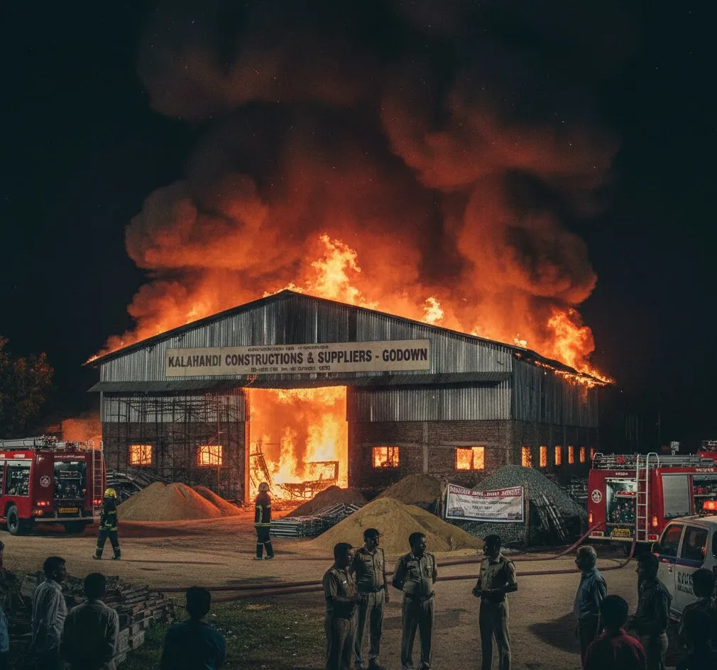 Kalahandi Contractor’s Godown Set Ablaze, Maoist Involvement Ruled Out