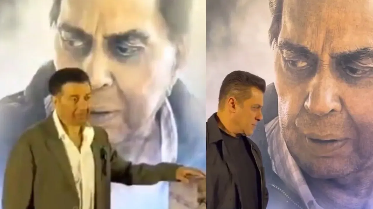 Ikkis special screening: Sunny Deol, Salman Khan get emotional near Dharmendra’s poster; watch