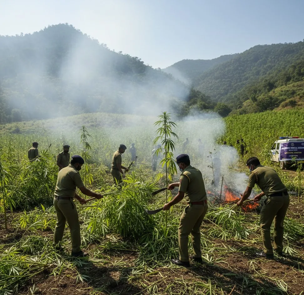 Operation Neela Jahar: Illegal Ganja Cultivation Worth Rs 45 Lakh Destroyed in Kandhamal