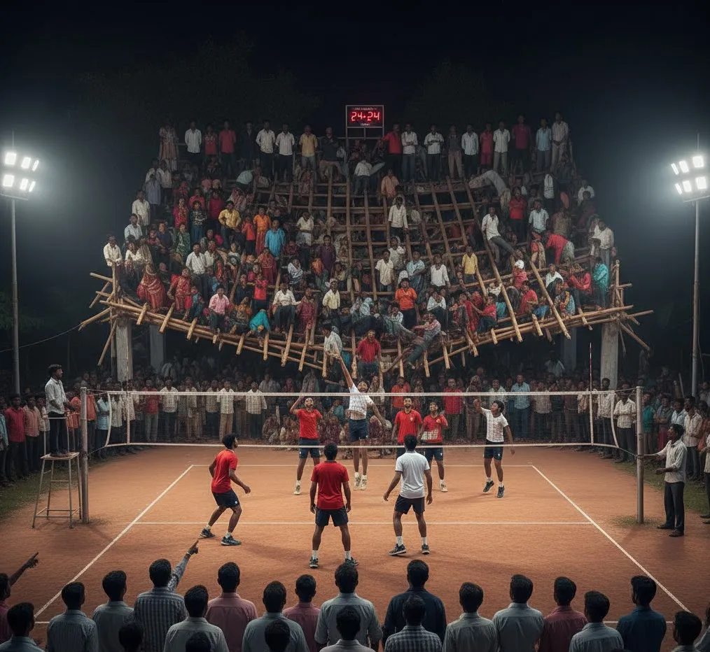 Stage Collapses During Makutharishwari Volleyball Tournament Finale in Patrapur, Minor Injuries Reported