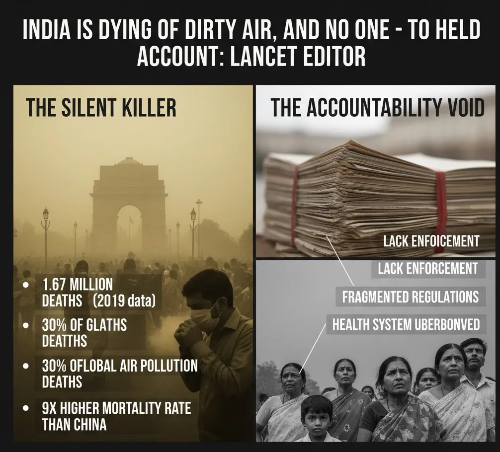Lancet Editor Calls India’s Air Pollution Crisis ‘Bizarre,’ Cites Lack of Public Pressure and Political Accountability