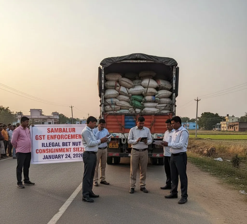 GST Enforcement Team Seizes 27 Tonnes of Betel Nuts in Sambalpur During Late-Night Raid