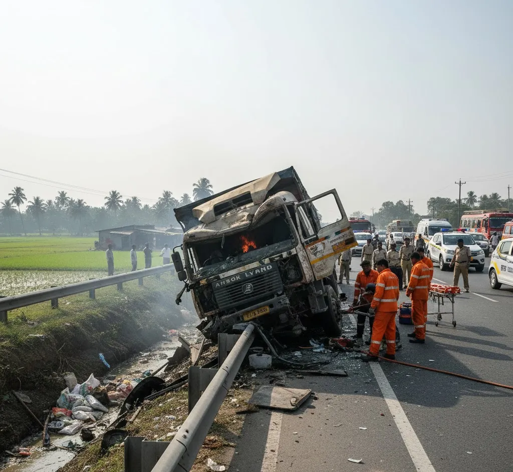 Truck Driver Critically Injured in Road Accident on NH-60 in Balasore