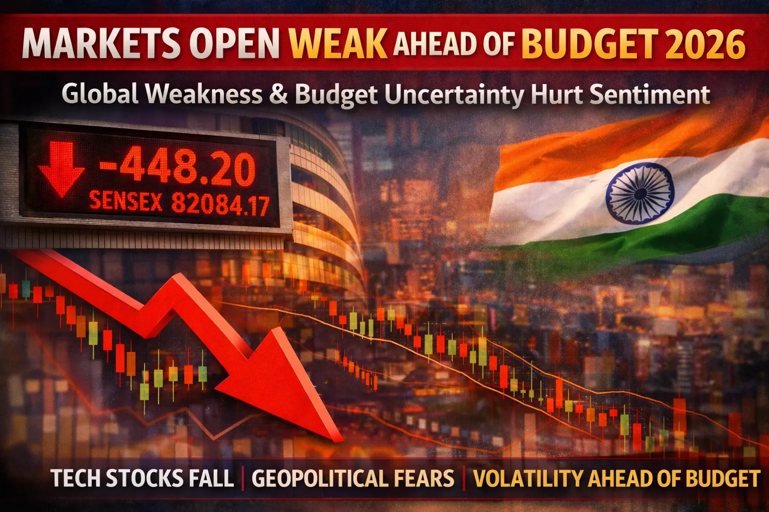 Markets Open Weak Ahead of Budget 2026 as Global Jitters Weigh on Sentiment