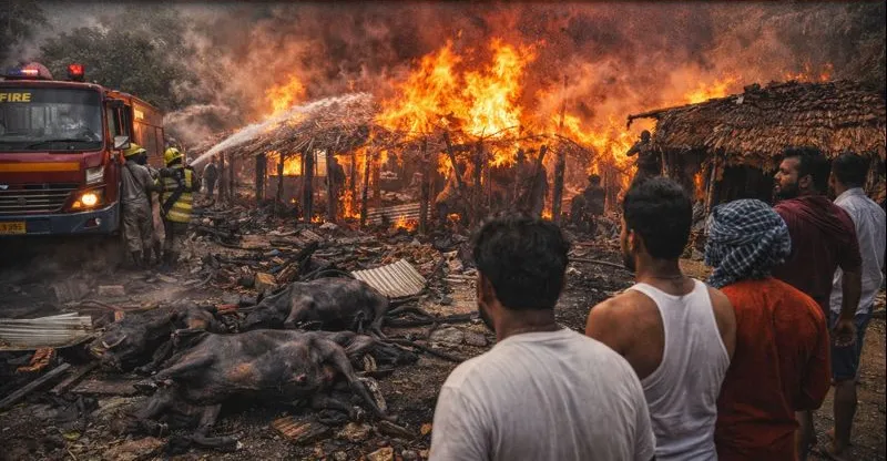 Massive fire guts 7 houses in Bhadrak, 9 cattle burnt alive