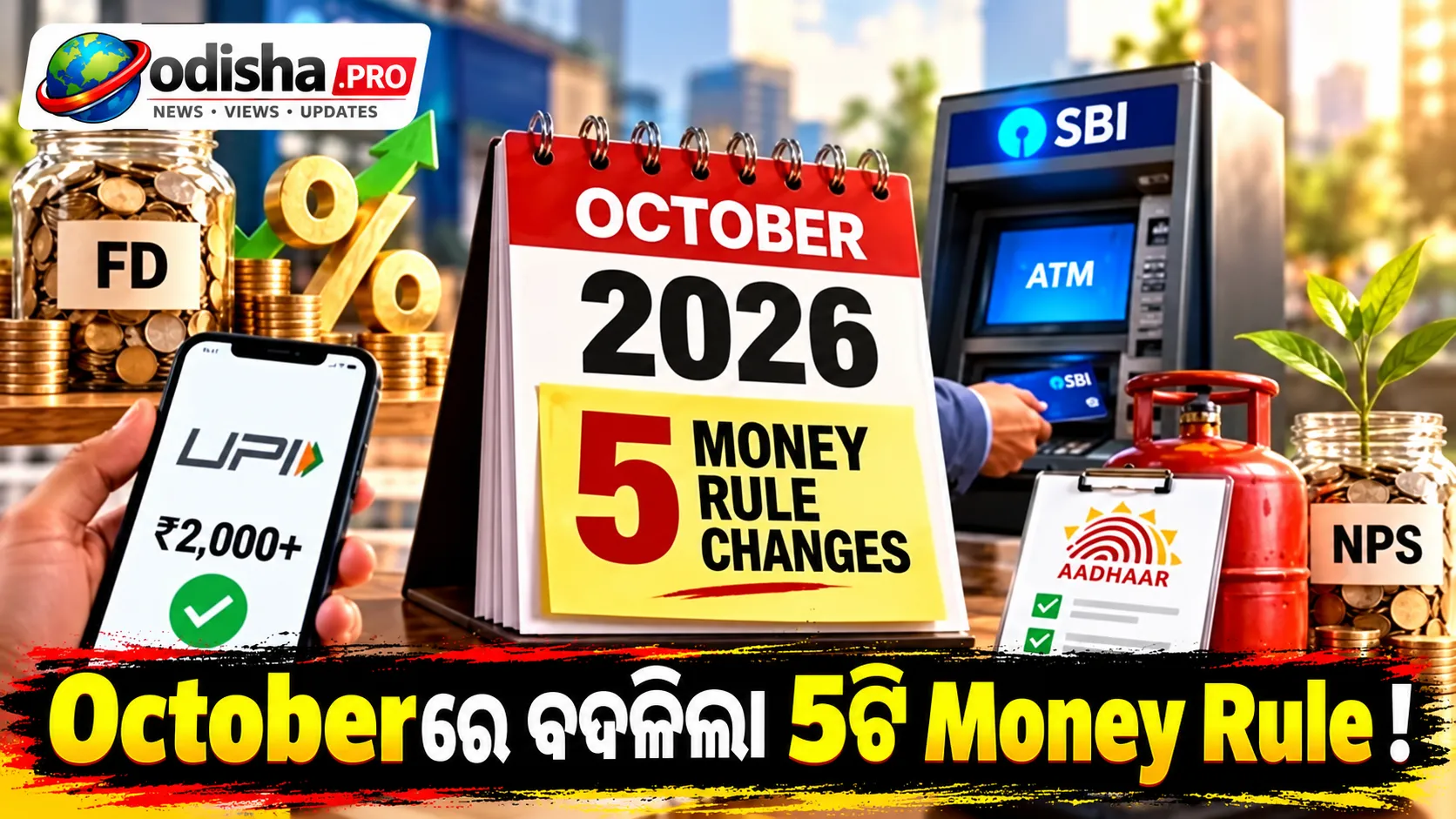 October 2026ରୁ ବଦଳିଲା 5 ବଡ଼ Money Rules: SBI ATM, UPI, FD, LPG ଓ NPSରେ ନୂଆ ନିୟମ