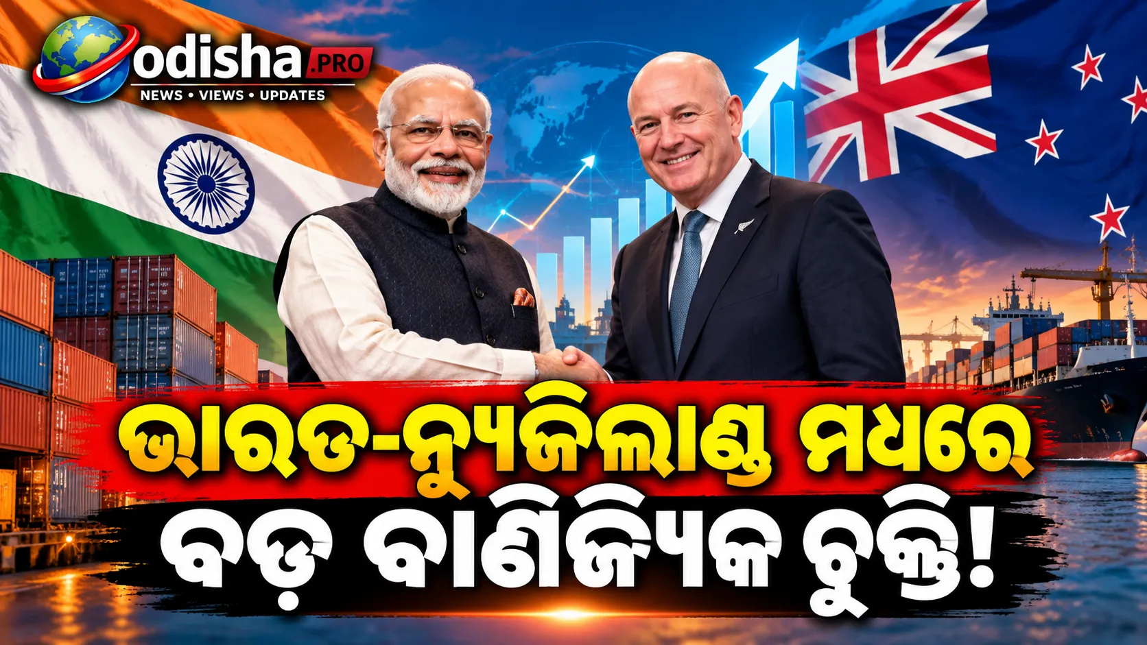 ଭାରତ-ନ୍ୟୁଜିଲାଣ୍ଡ FTA: ଭାରତୀୟ ରପ୍ତାନିକୁ ୧୦୦% ଶୁଳ୍କମୁକ୍ତ ସୁବିଧା, ୨୦୩୦ ସୁଦ୍ଧା ₹୩୫,୦୦୦ କୋଟି ବାଣିଜ୍ୟ ଲକ୍ଷ୍ୟ