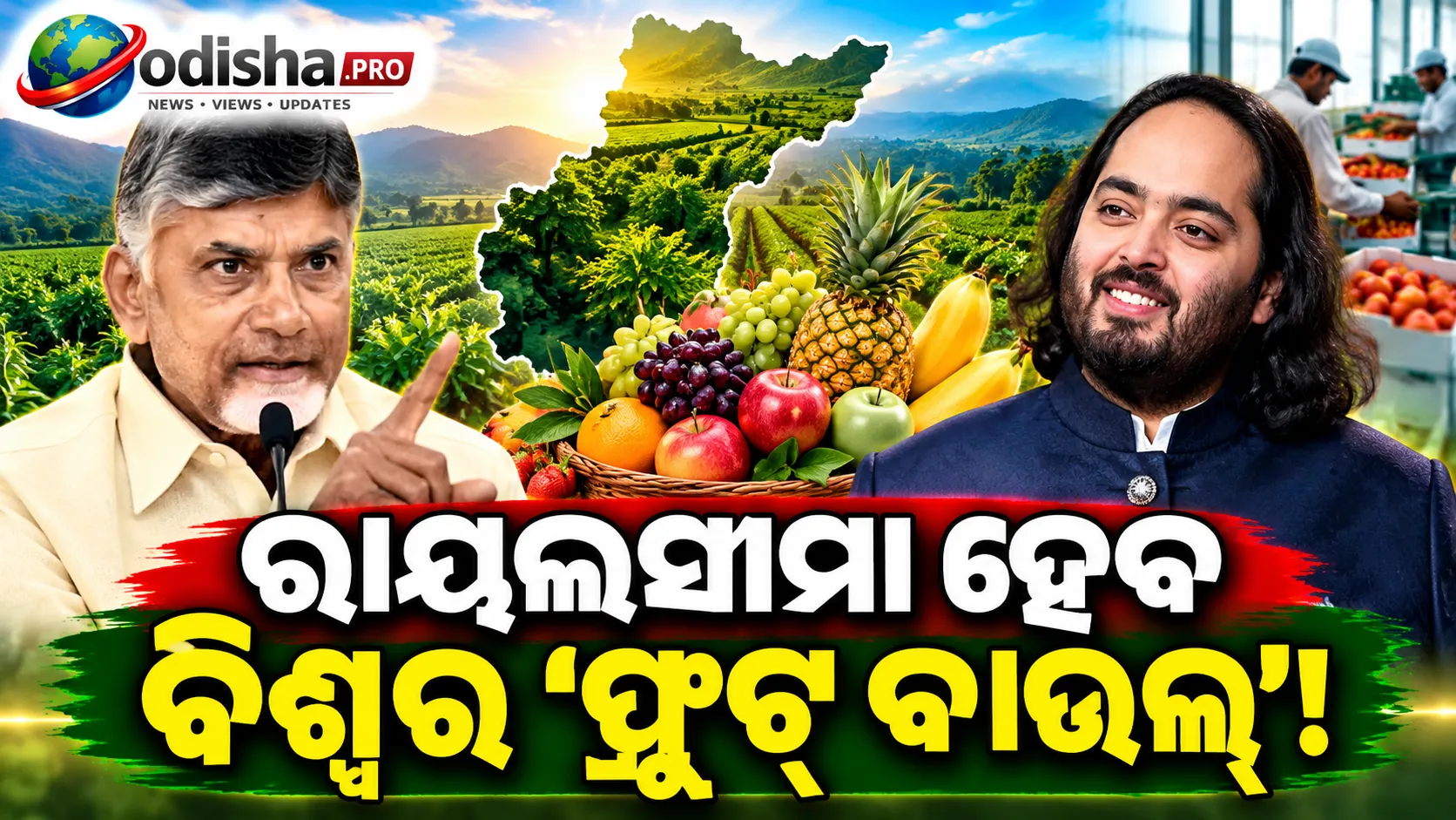 ରାୟଲସୀମା ହେବ ବିଶ୍ୱର ‘ଫ୍ରୁଟ୍ ବାଉଲ୍’: ₹୧ ଲକ୍ଷ କୋଟିର ହର୍ଟିକଲଚର୍ ହବ୍, ନାଇଡୁଙ୍କୁ ‘ଆନ୍ଧ୍ର ପୁଅ’ ଭାବେ ଗ୍ରହଣ କରିବାକୁ କହିଲେ ଅନନ୍ତ ଅମ୍ବାନୀ