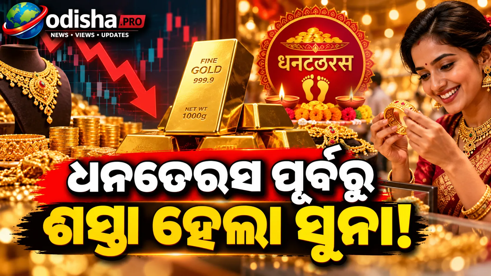 ଧନତେରସ ପୂର୍ବରୁ ଶସ୍ତା ହେଲା ସୁନା: ଏବେ କିଣିବେ ନା ଆହୁରି ଦର କମିବାକୁ ଅପେକ୍ଷା କରିବେ?