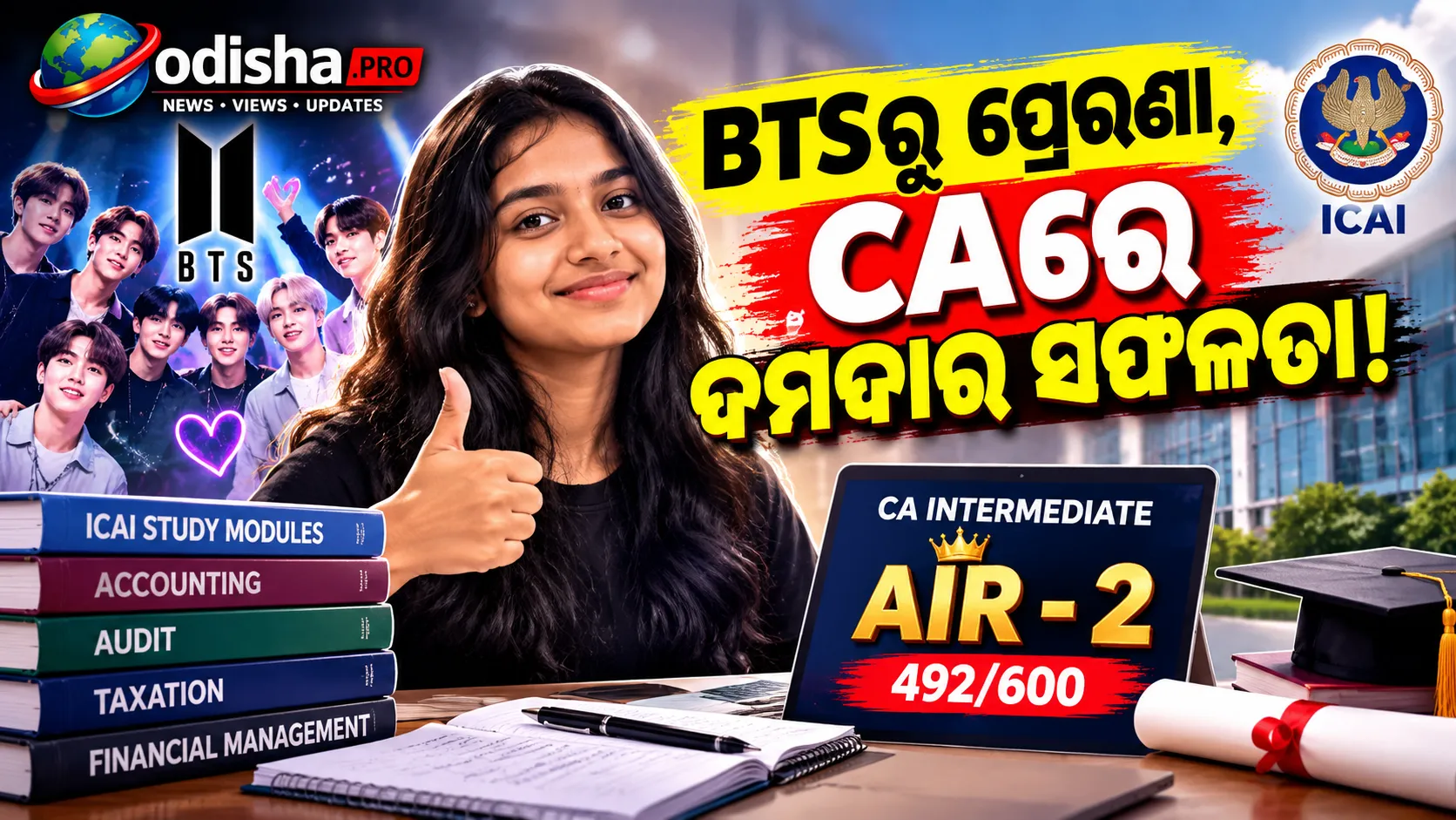 BTS ଗୀତରୁ ପ୍ରେରଣା, CA Interରେ ଚମକିଲେ ଶ୍ରୁତି; ୪୯୨ ମାର୍କ ସହ AIR-2