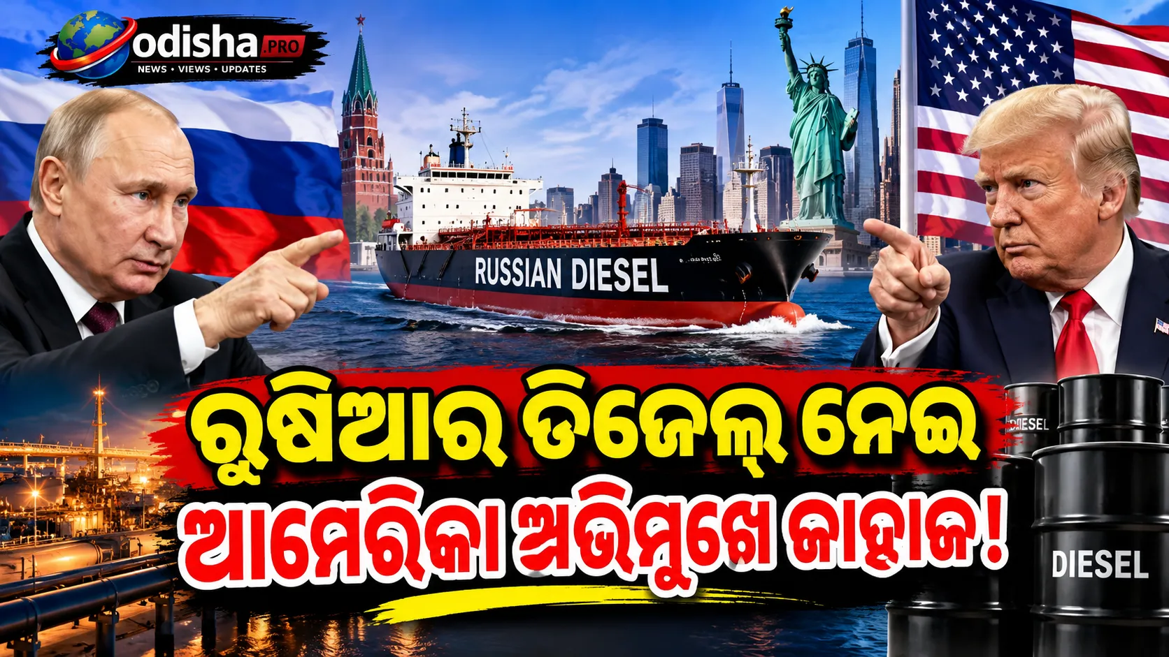 ଟ୍ରମ୍ପ-ପୁଟିନ୍ ଡିଲ୍ ପରେ ଆମେରିକା ଅଭିମୁଖେ ରୁଷିଆର ଡିଜେଲ୍ ଜାହାଜ, ଆସୁଛି ୪୦ ହଜାର ଟନ୍ ଇନ୍ଧନ