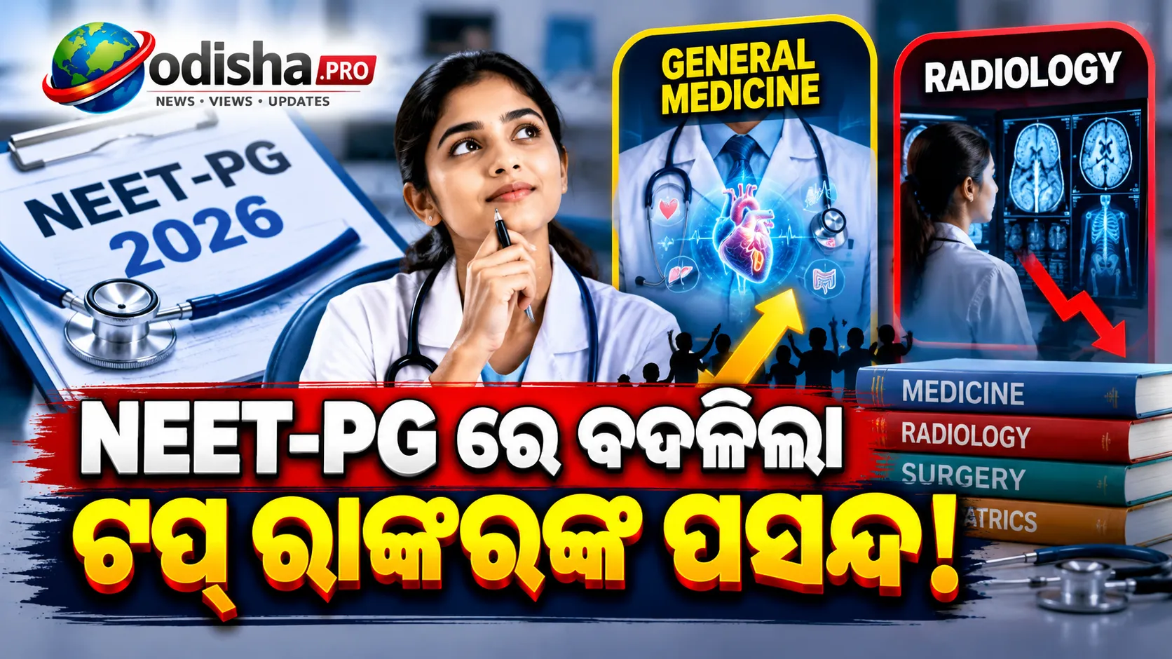 NEET-PG 2026ରେ ବଦଳିଲା ଟପ୍ ରାଙ୍କରଙ୍କ ପସନ୍ଦ! Radiologyକୁ ପଛରେ ପକାଇଲା General Medicine