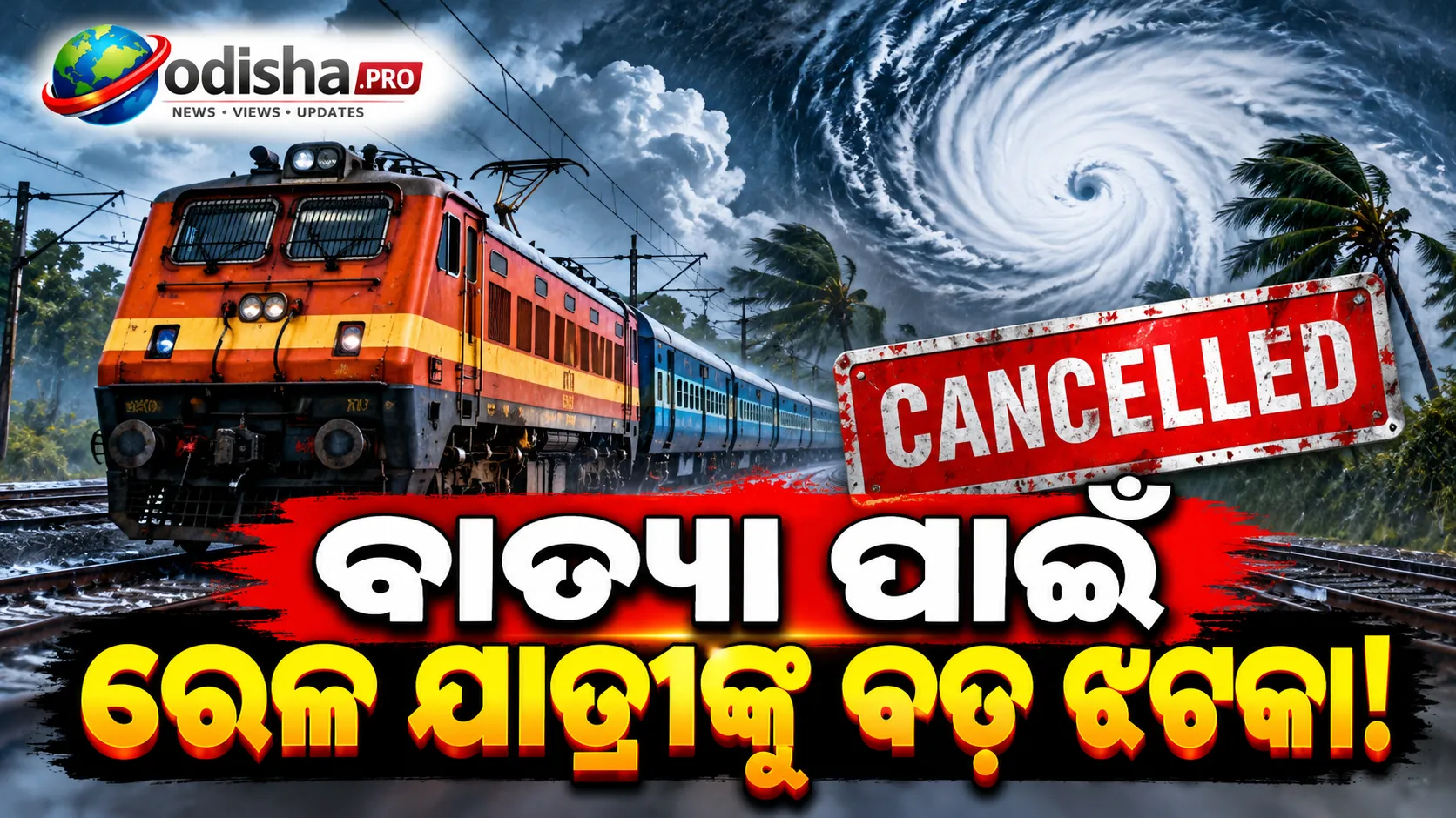 ବାତ୍ୟା ‘ଆର୍ଣ୍ଣବ’ ପ୍ରଭାବ: ୨୭-୨୮ରେ ୧୨ଟି ଟ୍ରେନ୍ ବାତିଲ, ଯାତ୍ରୀଙ୍କ ପାଇଁ ବଡ଼ ଅପଡେଟ୍!