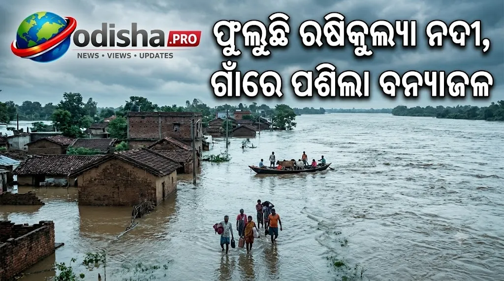 ଫୁଲୁଛି ଋଷିକୁଲ୍ୟା ନଦୀ, ଗାଁରେ ପଶିଲା ବନ୍ୟାଜଳ; ନଦୀକୂଳିଆ ଲୋକଙ୍କ ସ୍ଥାନାନ୍ତର ପାଇଁ ପ୍ରସ୍ତୁତି
