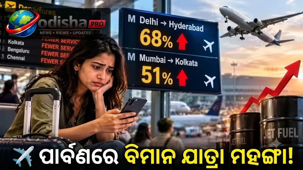 ପାର୍ବଣ ଋତୁରେ ଆକାଶ ଯାତ୍ରା ମହଙ୍ଗା: ଦିଲ୍ଲୀ-ହାଇଦ୍ରାବାଦ ଭଡ଼ା ୬୮%, ମୁମ୍ବାଇ-କୋଲକାତା ୫୧% ବଢ଼ିଲା