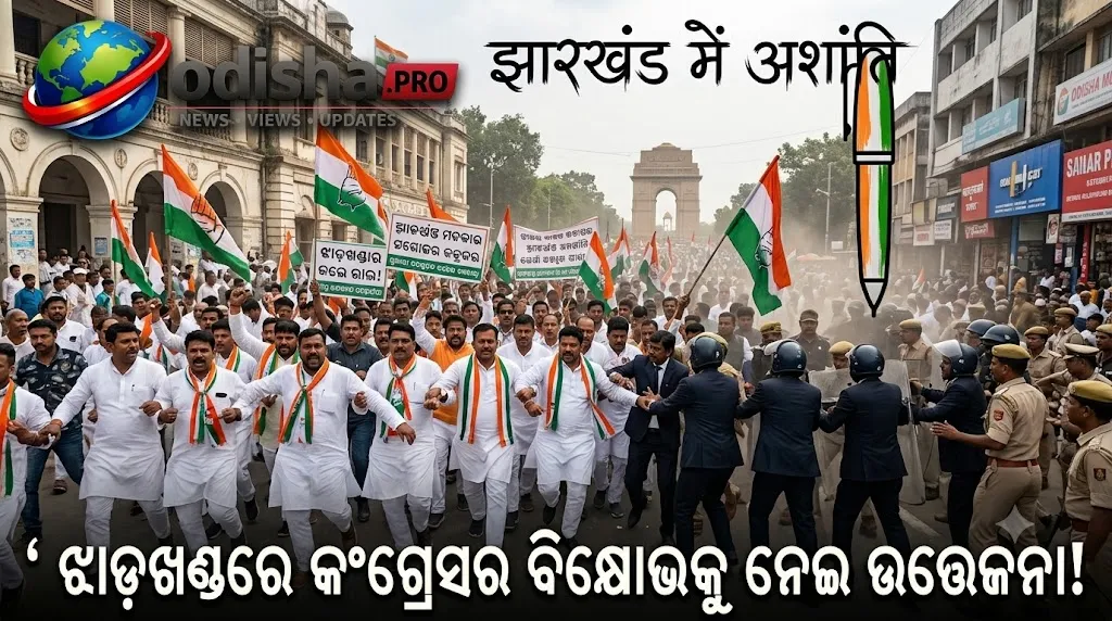 ଝାଡ଼ଖଣ୍ଡରେ କଂଗ୍ରେସର ବିକ୍ଷୋଭ: CEO କାର୍ଯ୍ୟାଳୟ ବାହାରେ ପୁଲିସ ସହ ଧସ୍ତାଧସ୍ତି