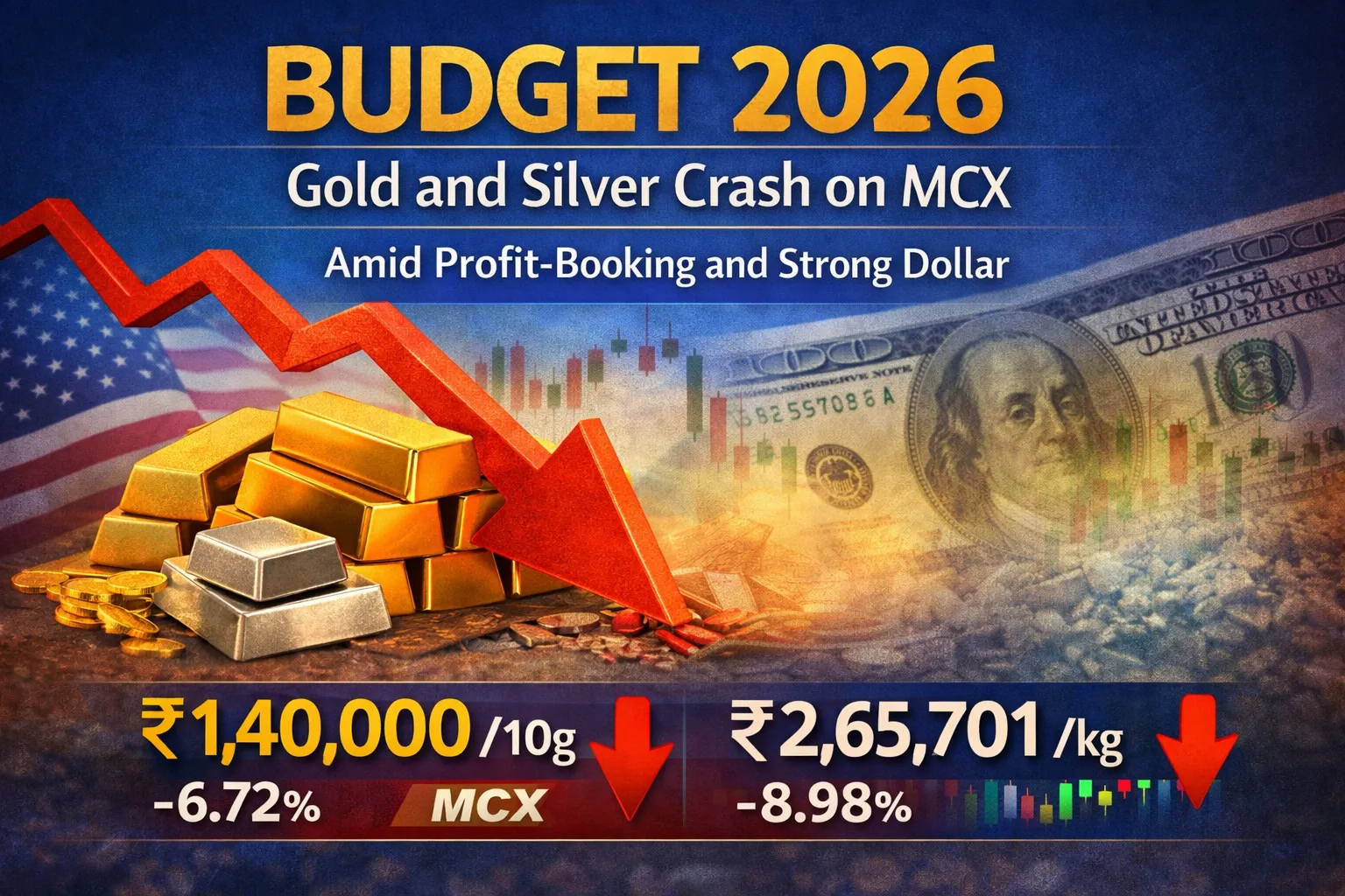Budget 2026: Gold, Silver Crash on MCX as Profit-Booking and Strong Dollar Weigh