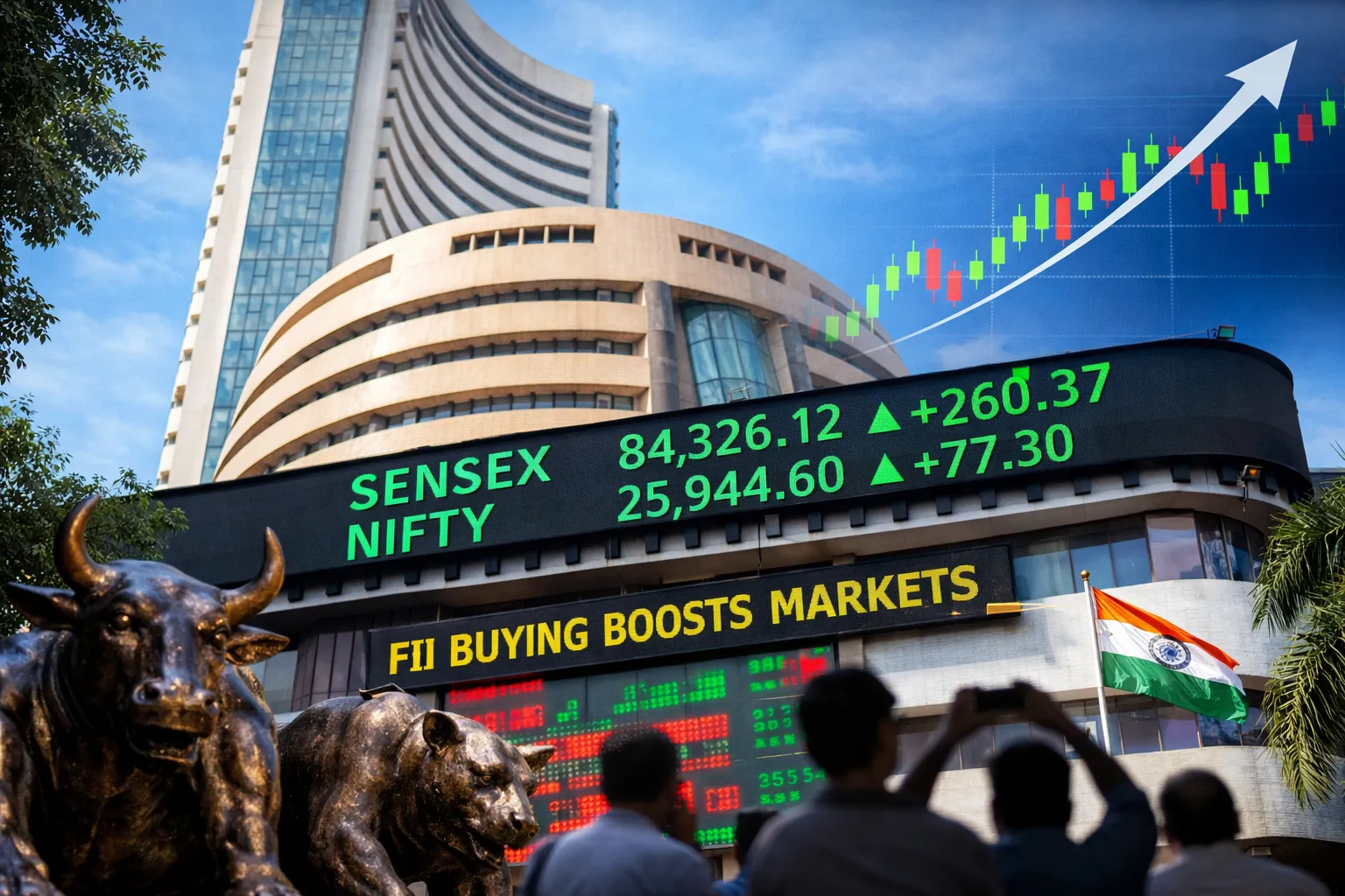 Sensex, Nifty Extend Rally as FII Buying Returns; Financial Stocks Seen Leading Gains
