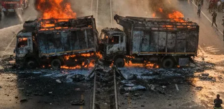 Two Trucks Gutted in Massive Fire After Late-Night Collision on NH-60 in Balasore