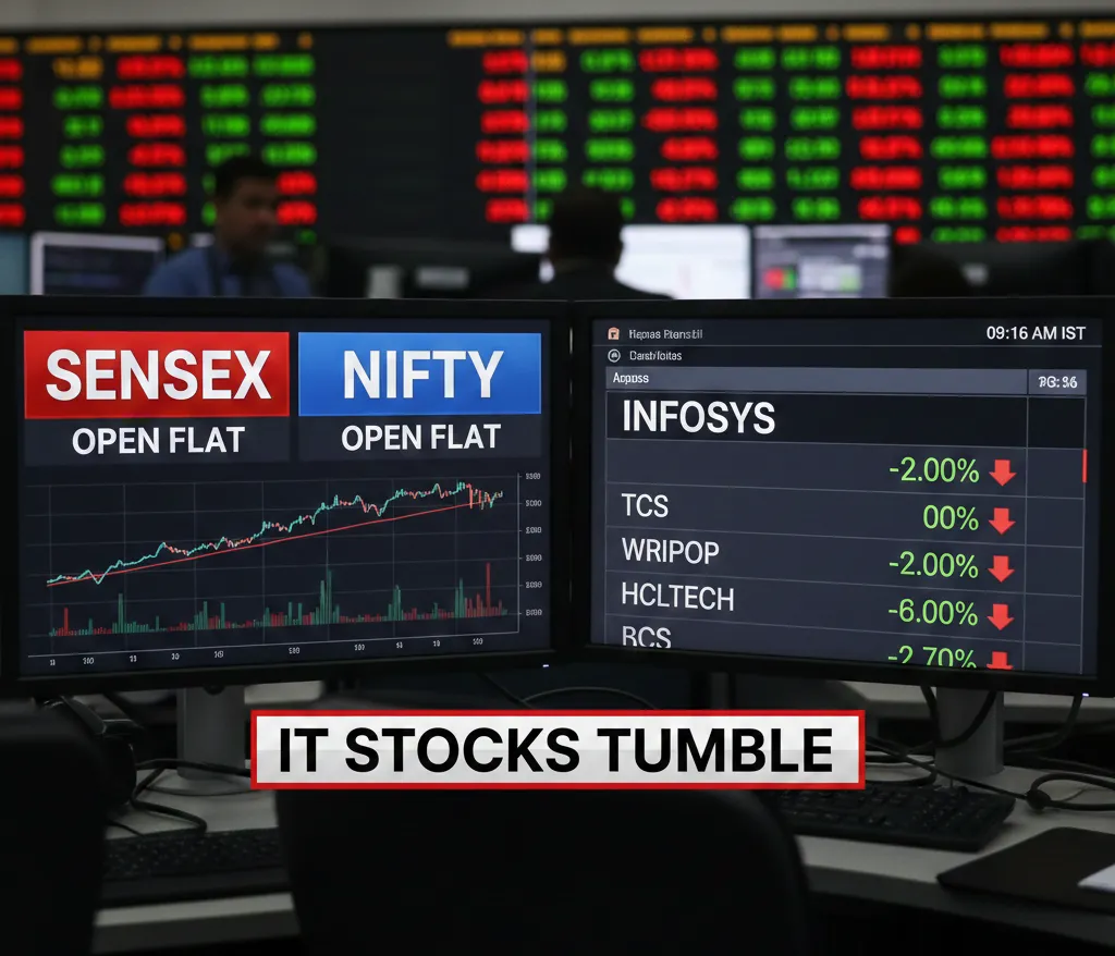 Benchmark Indices Open Flat as Metal, Banking Gains Offset IT Losses