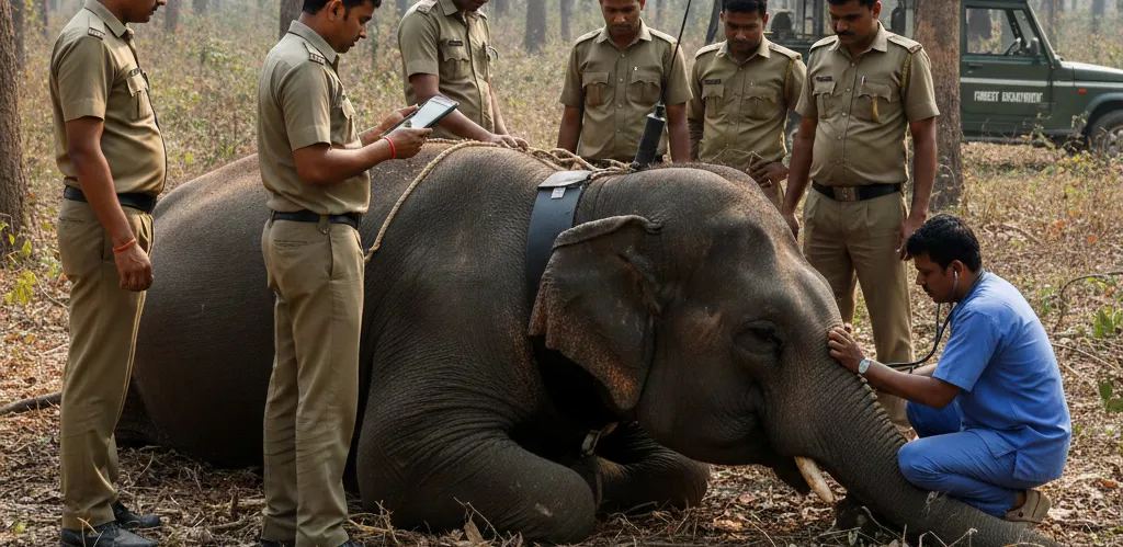 Tusker ‘Palank’ Tranquilised, Radio-Collared After Two-Day Operation in Bhubaneswar Outskirts
