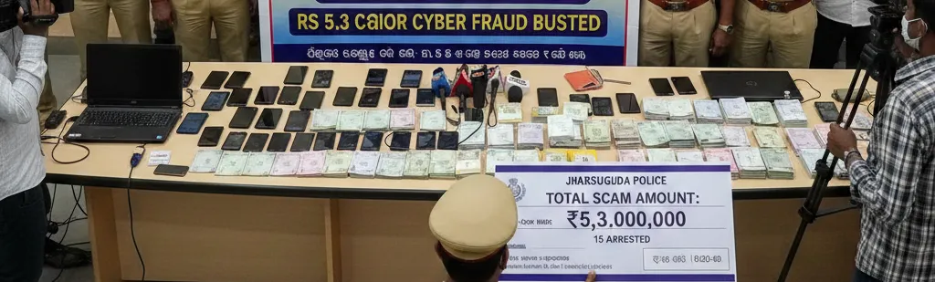 Operation ‘Cyber Kavach’: 15 Arrested in Rs 5.3 Crore Cyber Fraud Racket in Jharsuguda