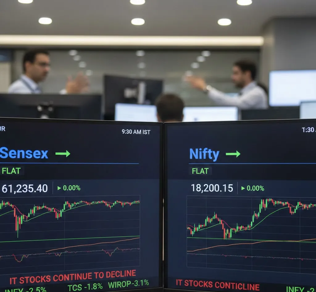 Sensex Flat, Nifty Holds 25,450 as US–Iran Tensions Keep Dalal Street on Edge