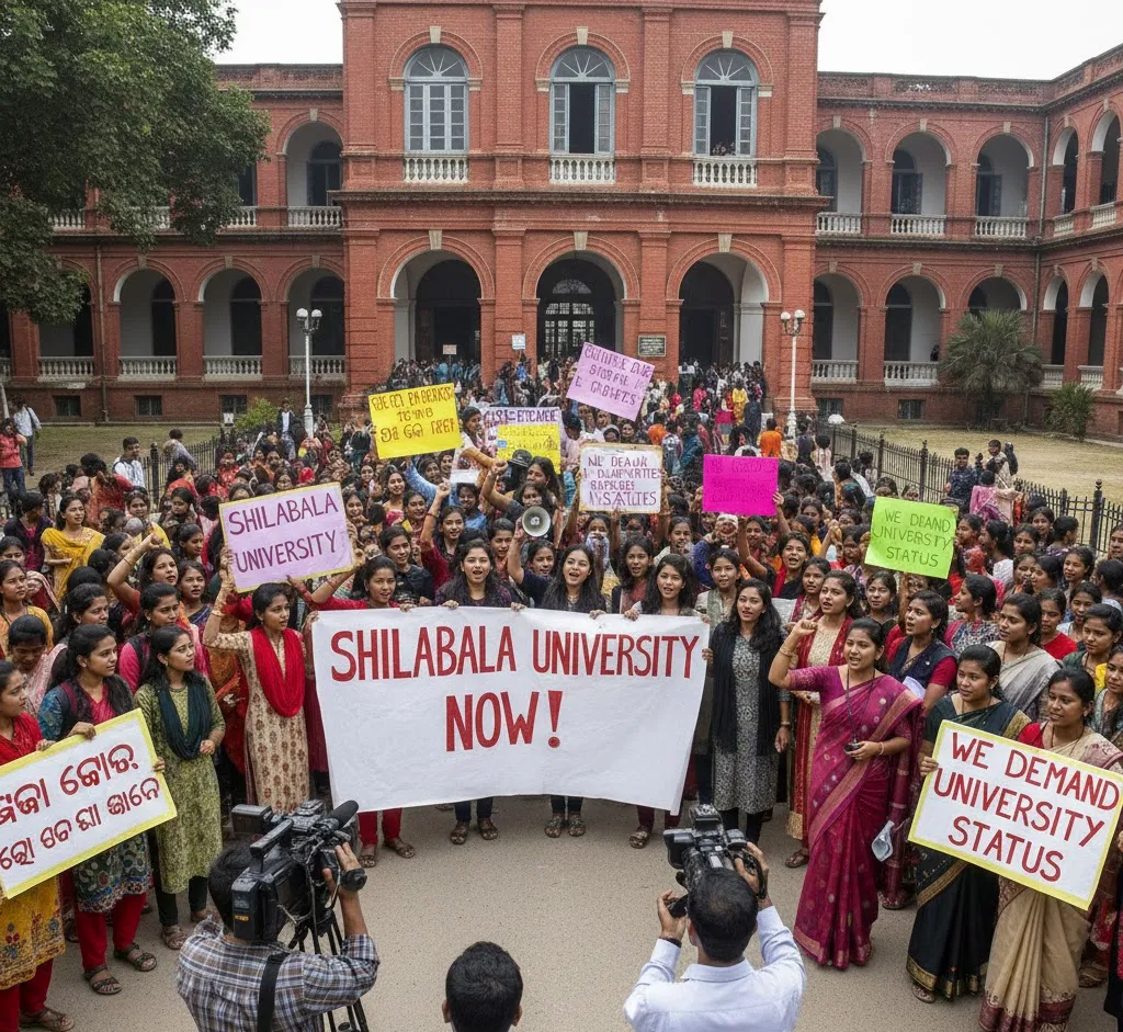 Students Protest at Shailabala Women's Autonomous College in Cuttack Demanding University Status