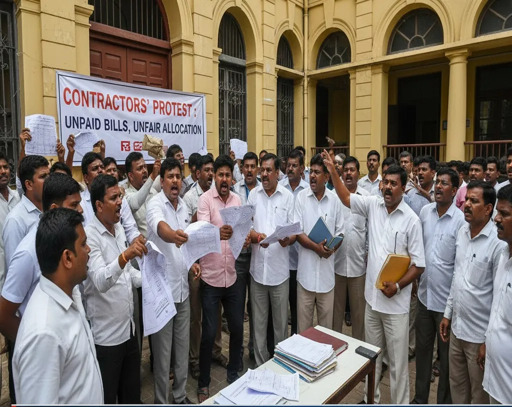 Contractors, Officials Clash at Works Department Office in Bolangir Over Pending Bills and Tender Allocation