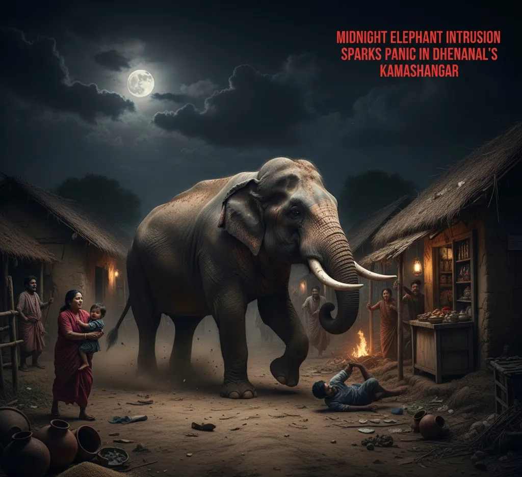 Panic in Dhenkanal Village After Lone Elephant Enters Locality, Damages Paddy