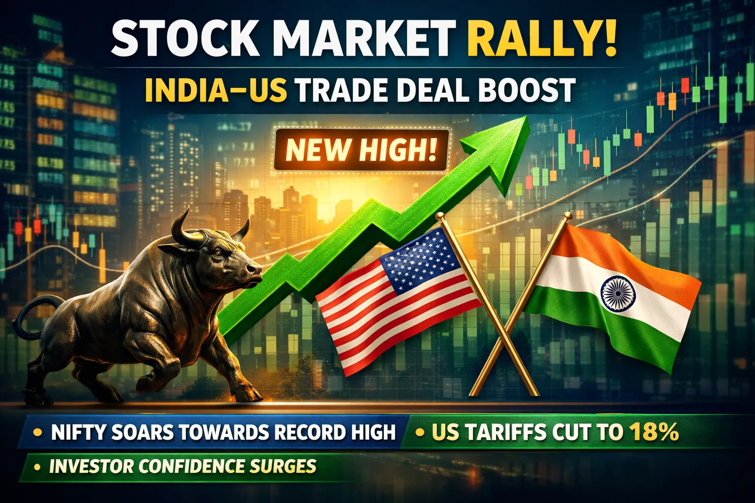 Stock Markets Set for Sharp Rally as India–US Trade Deal Lifts Investor Sentiment