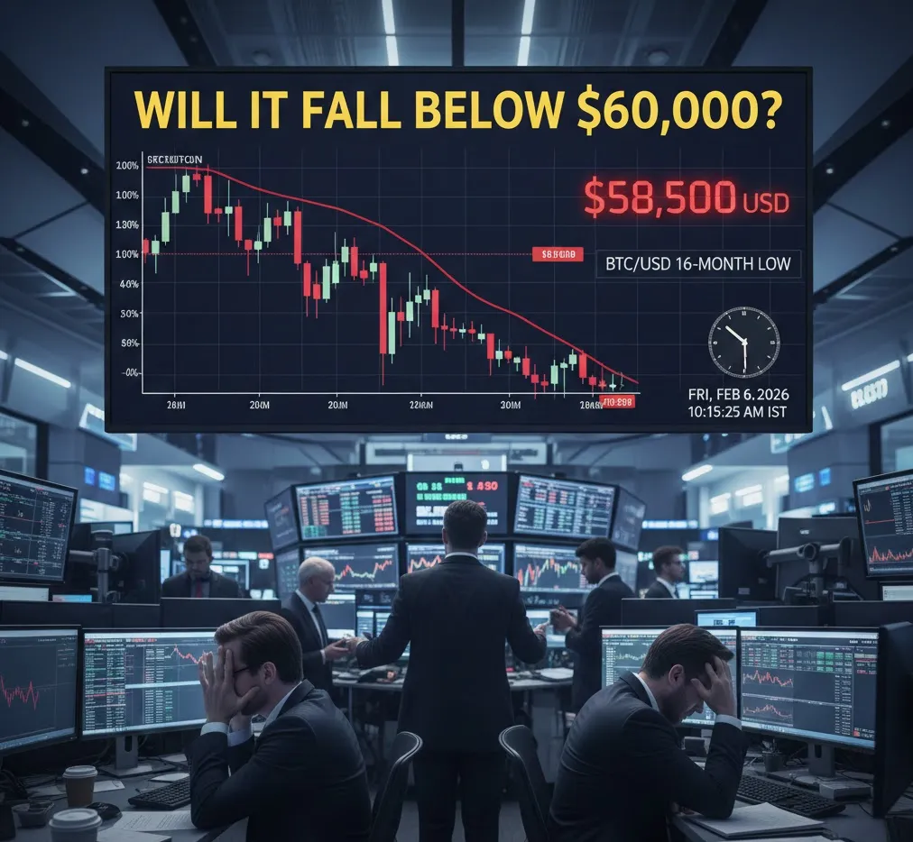 Bitcoin Slides to 16-Month Low as Markets Sell Off, Eyes Crucial $60,000 Support