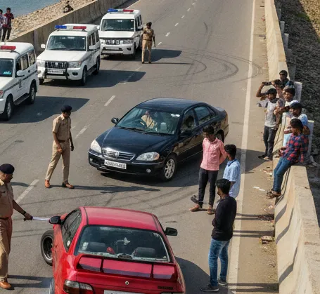 Reckless Car Stunts on Hirakud Dyke Road; Two Vehicles Seized, Drivers Detained by Burla Police.