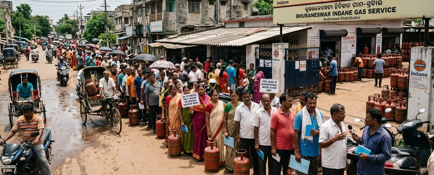 Long Queues Outside LPG Agencies in Bhubaneswar Amid Supply Delay Complaints