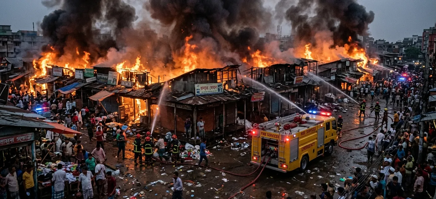 Major Fire at Tarini Market in Bhubaneswar; Over 15 Shops Gutted Near Kalinga Studio Square