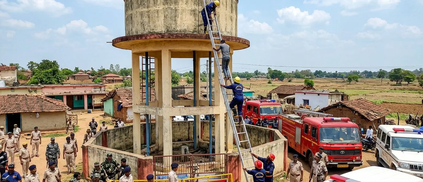 Triple Murder in Deogarh: Accused Found Hiding on Water Tank, Arrested After Fire Services Operation