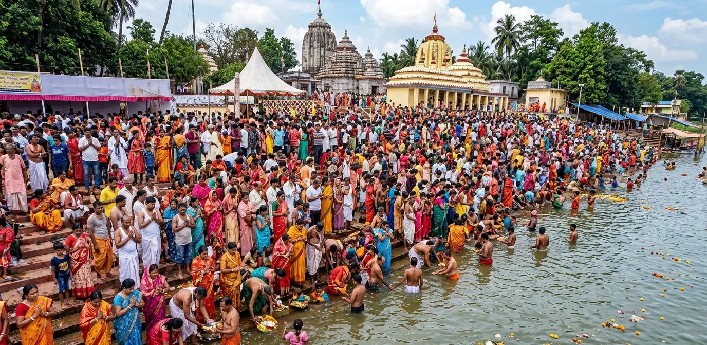 ବୈତରଣୀ ନଦୀରେ ବାରୁଣୀ ସ୍ନାନ: ଯାଜପୁର ଦଶାଶ୍ୱମେଧ ଘାଟରେ ଭକ୍ତଙ୍କ ଭିଡ଼