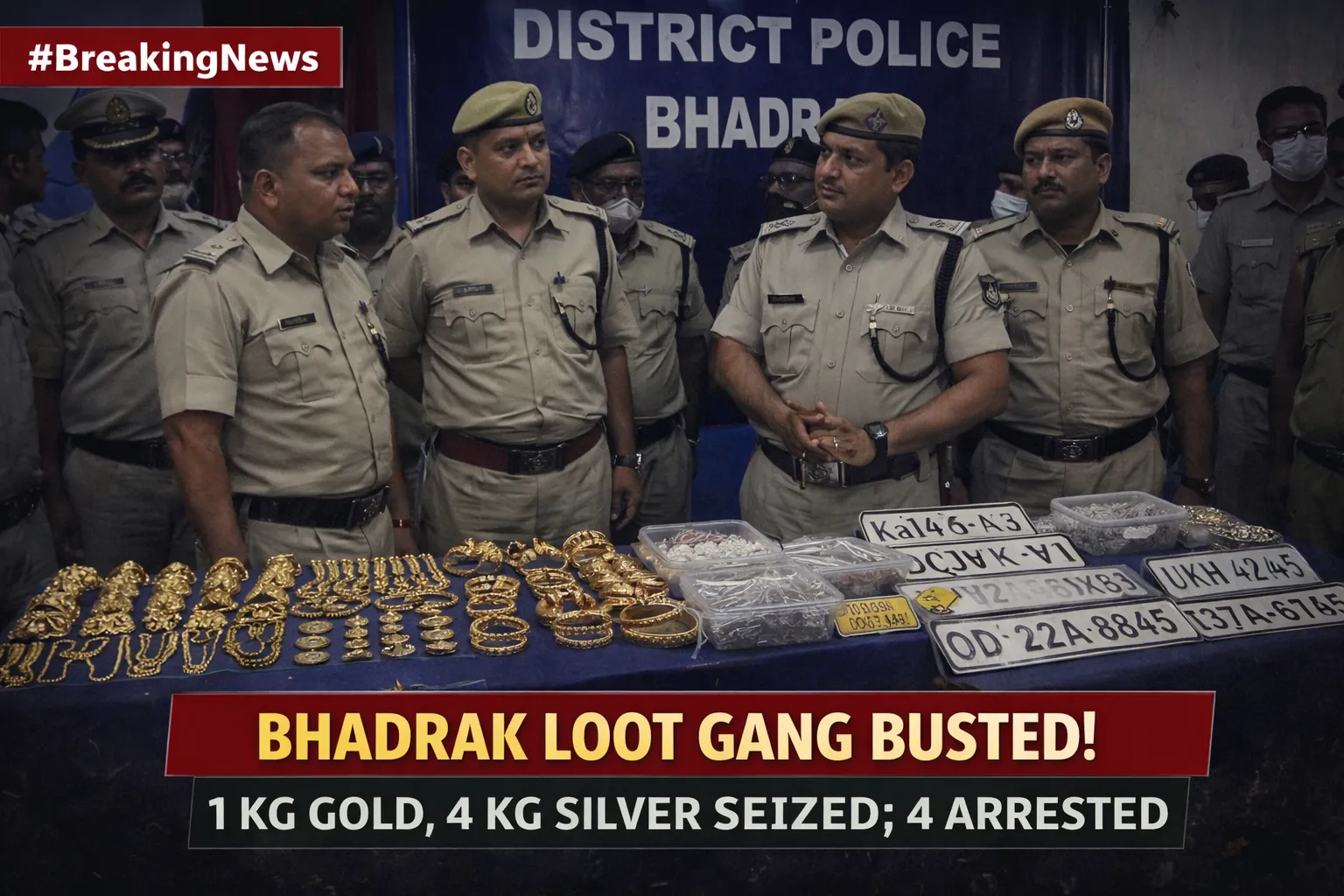 Bhadrak Police Bust Notorious Loot Gang; 4 Arrested, Gold and Silver Worth Crores Seized