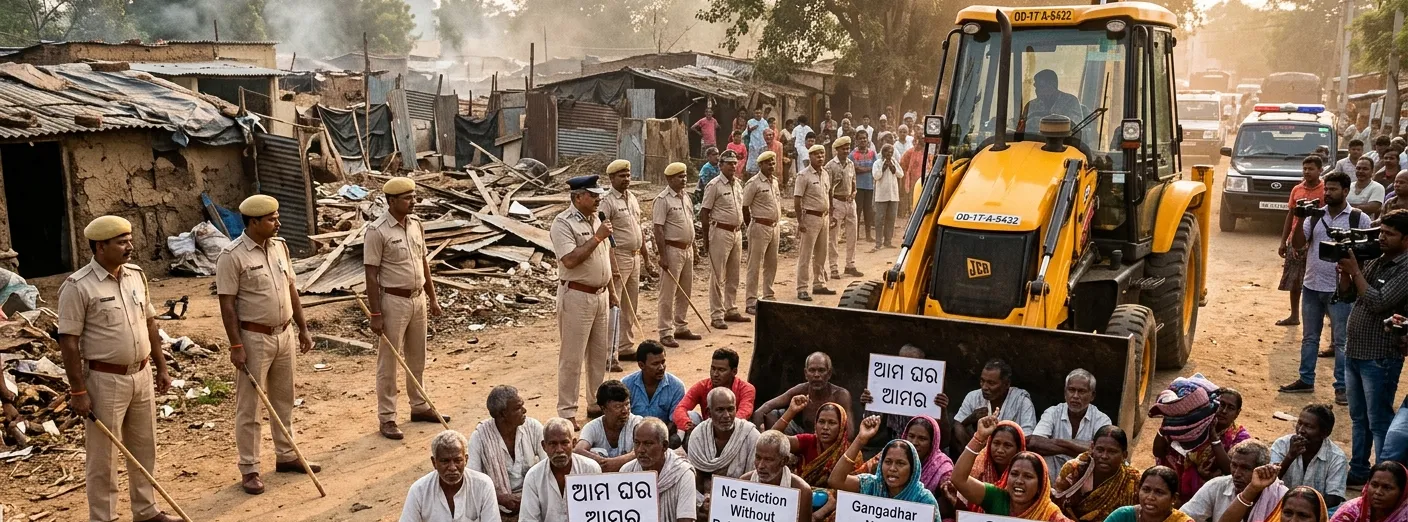 ବରଗଡ଼ରେ ଝୁପଡ଼ି ଉଚ୍ଛେଦକୁ ନେଇ ଉତ୍ତେଜନା: ପୋଲିସ ମୋତାୟନ, ଲୋକଙ୍କ ପ୍ରତିବାଦ
