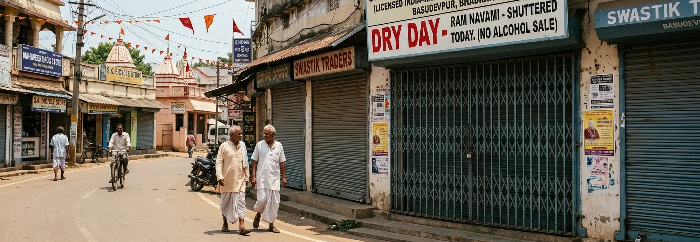 ରାମନବମୀ ପାଇଁ ଭଦ୍ରକର ବାସୁଦେବପୁରରେ ଡ୍ରାଇ ଡେ ଘୋଷଣା; ମଦ ଦୋକାନ ବନ୍ଦ