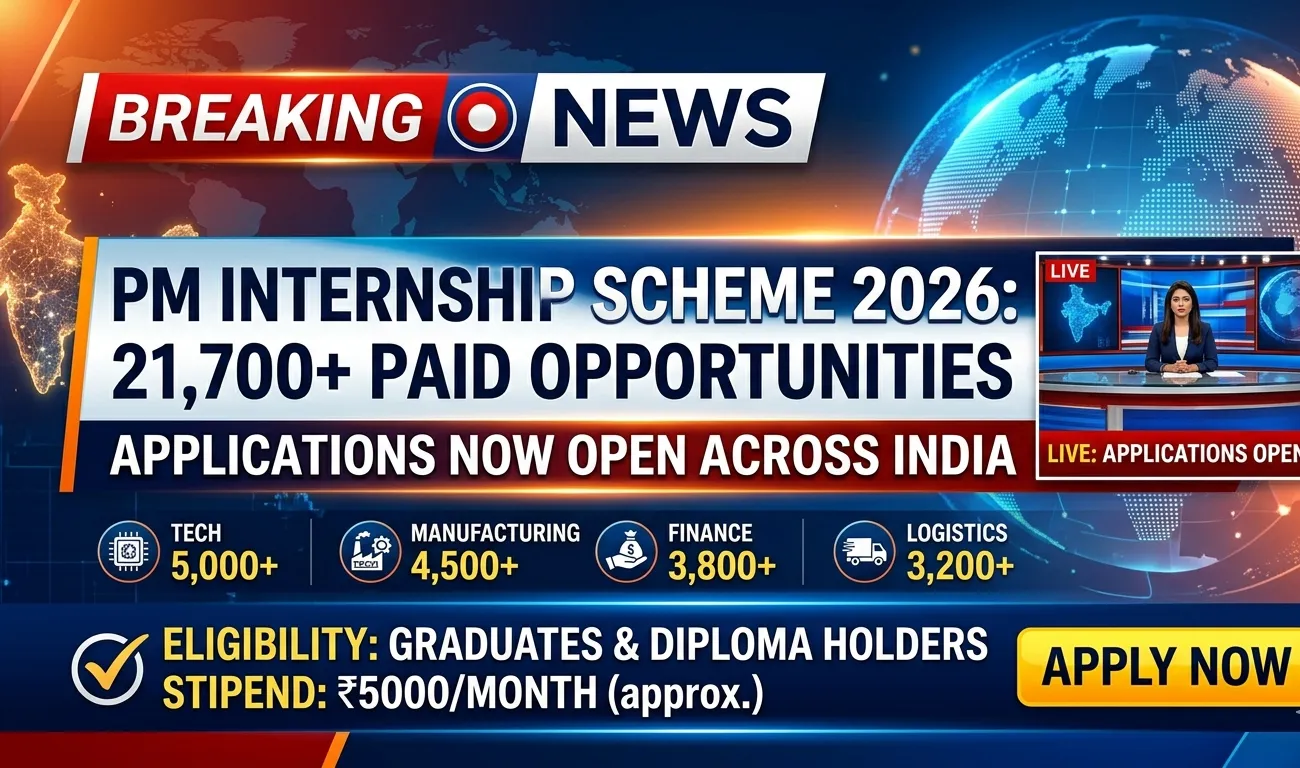 PM Internship Scheme 2026 ଆରମ୍ଭ: ଛାତ୍ରଛାତ୍ରୀଙ୍କ ପାଇଁ 21,000+ paid internship ସୁଯୋଗ