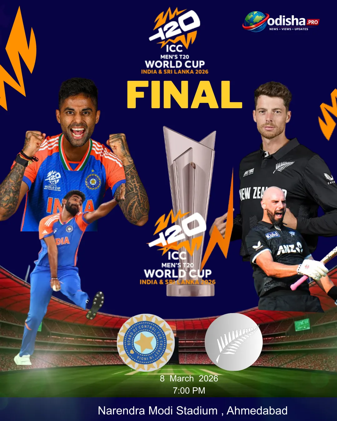 IND vs NZ T20 World Cup 2026 Final at Narendra Modi Stadium, Ahmedabad 