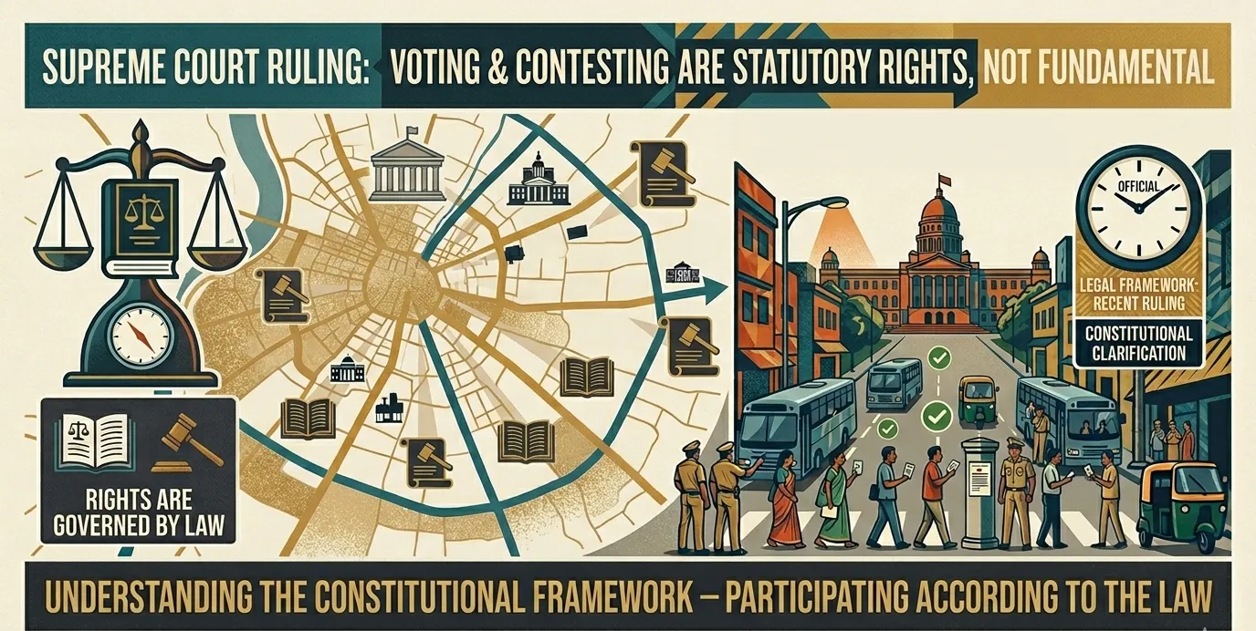 ଭୋଟ ଓ ନିର୍ବାଚନ ଲଢ଼ିବା ମୌଳିକ ଅଧିକାର ନୁହେଁ: ସୁପ୍ରିମକୋର୍ଟର ଗୁରୁତ୍ୱପୂର୍ଣ୍ଣ ରାୟ