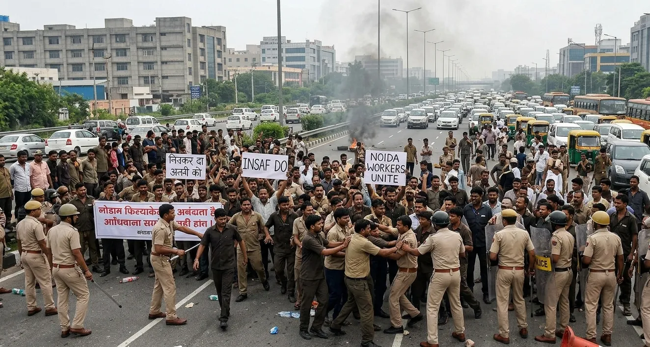 ନୋଏଡାରେ କାରଖାନା ଶ୍ରମିକଙ୍କ ଆନ୍ଦୋଳନ ତୀବ୍ର, ଦିଲ୍ଲୀ-ନୋଏଡା ସୀମାରେ ଭୟାବହ ଯାତାୟାତ ବାଧା