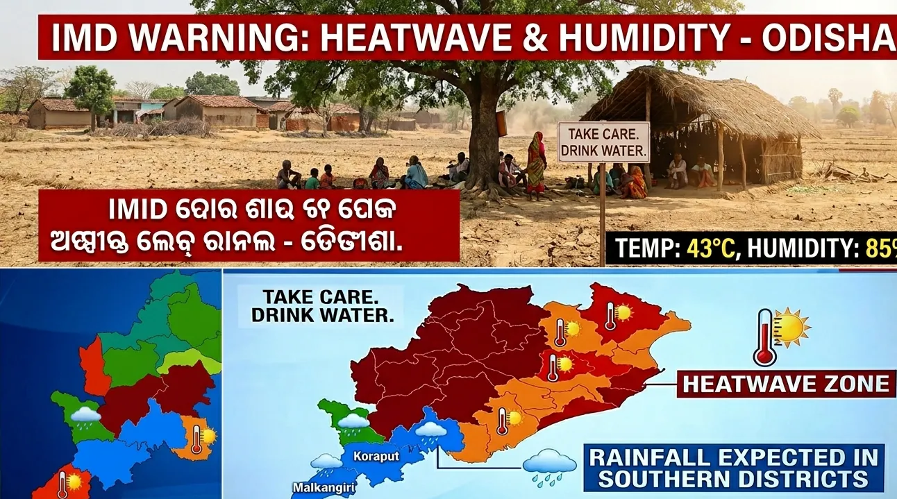 ଓଡ଼ିଶାରେ ଗରମ ଓ ଆର୍ଦ୍ରତା ଜାରି, କେତେକ ଜିଲ୍ଲାରେ ହିଟ୍‌ୱେଭ୍ ଓ ବର୍ଷା ସତର୍କତା